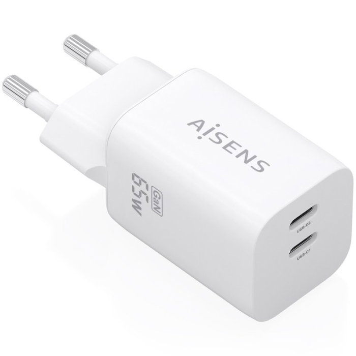 Aisens Cargador GaN 65W 2xUSB-C Blanco A110-1029